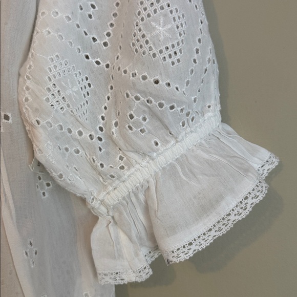 NWT- Madewell Pintuck Ruffle Puff Sleeve Top, White, Medium - Picture 8 of 12